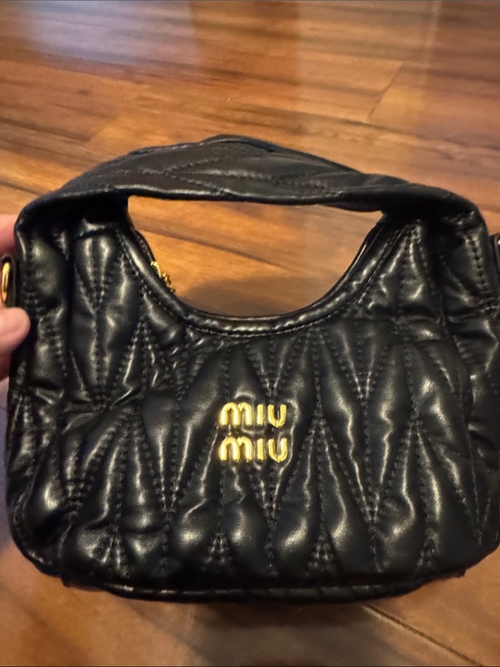 Miu Miu Handbags - Miu Miu copy  Black Quilted Mini Top-Handle Bag with Gold Logo
